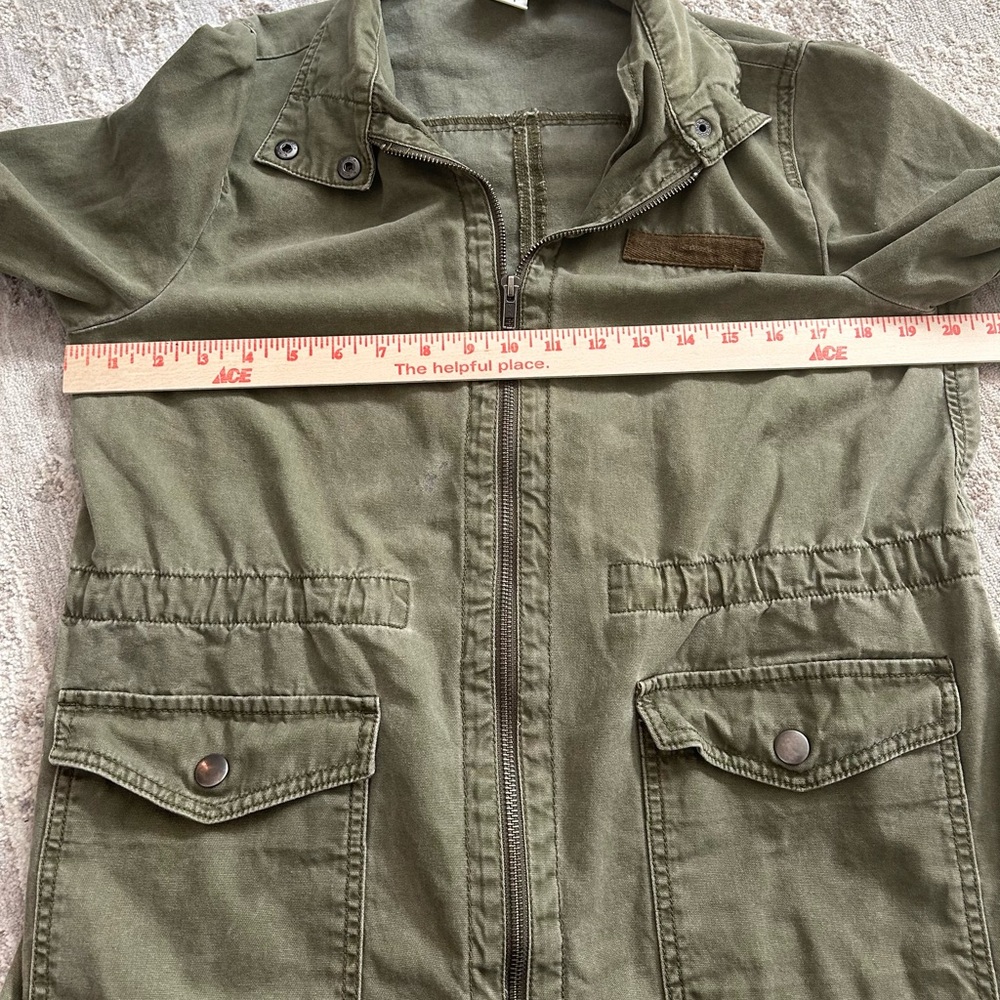 BP Army Utility Jacket Full Zip Long Sleeve Pockets  Cotton Olive Green Size M - Picture 6 of 10